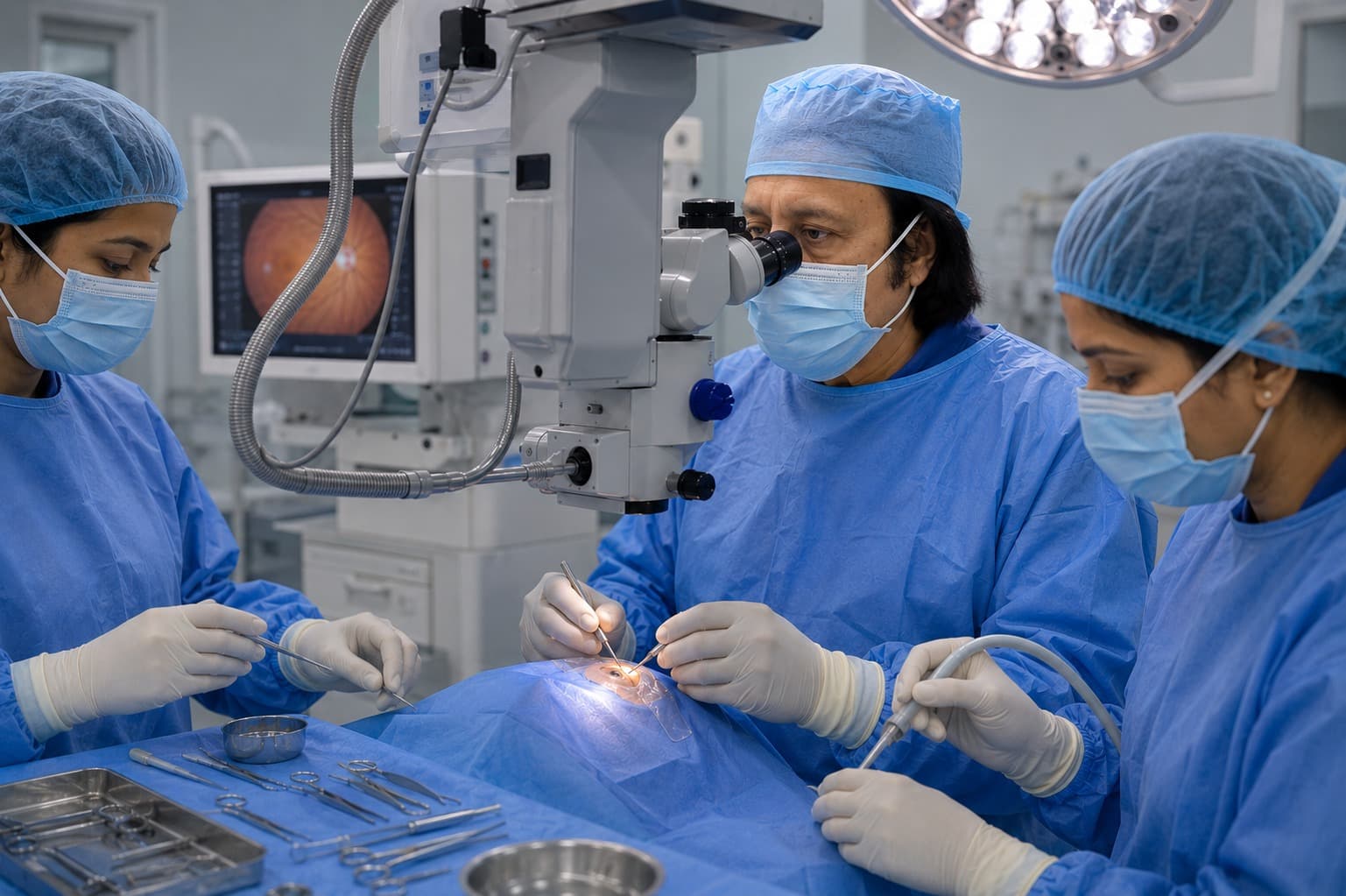 Dr. Qaim operating with his surgical team in theatre